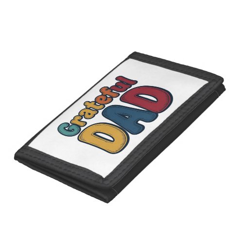 Grateful Dad Retro Bubble Letter Shirt Design_1 Trifold Wallet