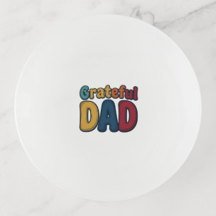 Grateful Dad Retro Bubble Letter Shirt Design_1 Trinket Tray