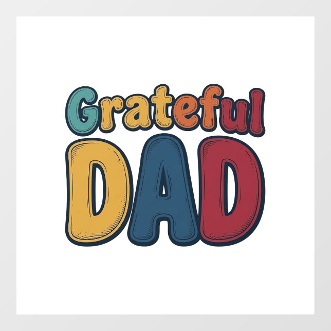 Grateful Dad Retro Bubble Letter Shirt Design_1 Window Cling (Sheet)