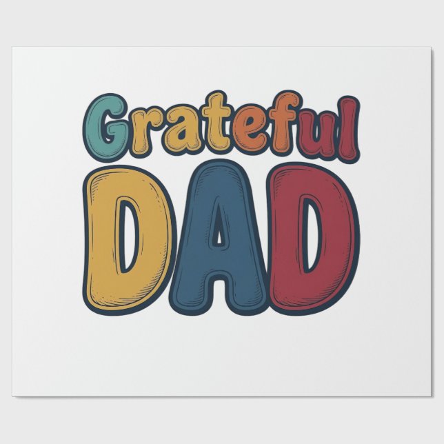 Grateful Dad Retro Bubble Letter Shirt Design_1 Wrapping Paper (Flat)