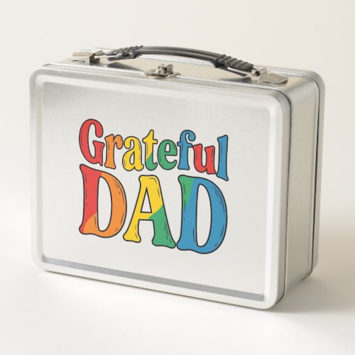 Grateful Dad Vintage Rainbow Typography Shirt_1 Metal Lunch Box