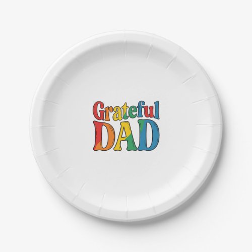 Grateful Dad Vintage Rainbow Typography Shirt_1 Paper Plates