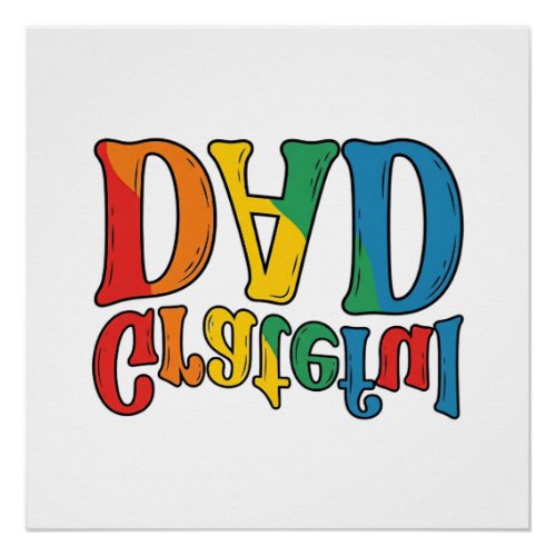 Grateful Dad Vintage Rainbow Typography Shirt_1 Poster