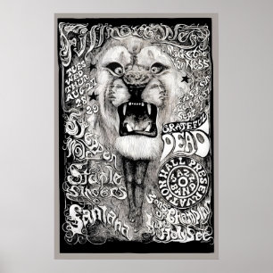 Grateful Dead, Santana, Steppenwolf 1968 Concert Poster