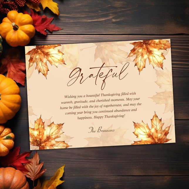 Grateful Elegant Modern Rustic Thanksgiving Holiday Card (Grateful Elegant Modern Rustic Thanksgiving Holiday Card)