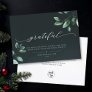 Grateful | Elegant Script Eucalyptus Business Logo Holiday Card