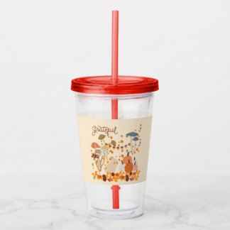 Grateful Fall Bunny Acrylic Tumbler