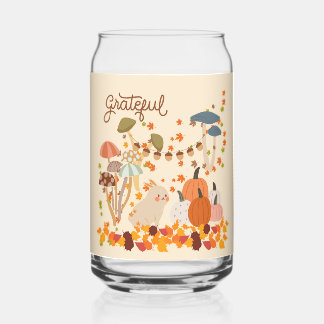 Grateful Fall Bunny Can Glass