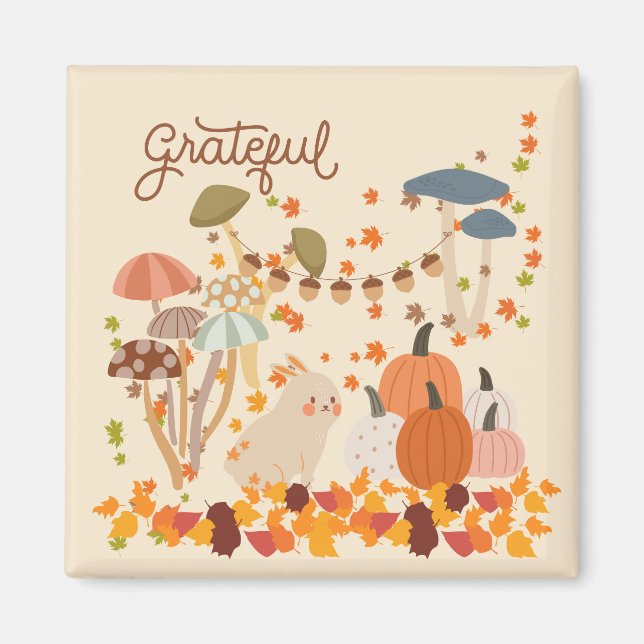 Grateful Fall Bunny Magnet (Front)