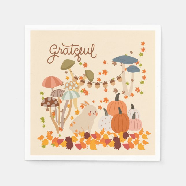 Grateful Fall Bunny Napkins (Front)