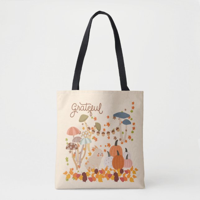  Grateful Fall Bunny Tote Bag (Front)