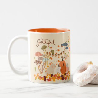 Grateful Fall Bunny Two-Tone Coffee Mug