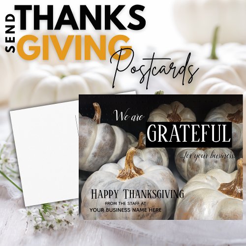 Grateful Fall Business Thanksgiving Postcard