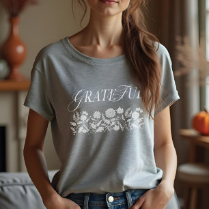 Grateful Fall Foliage Autumn Flowers Pink Tri-Blend Shirt