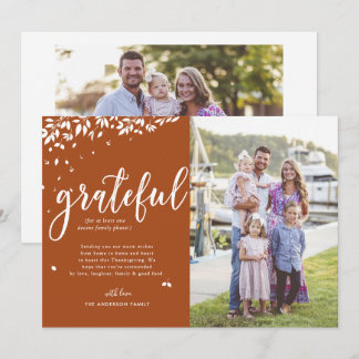 Grateful | Family Photo Collage Thanksgiving Card