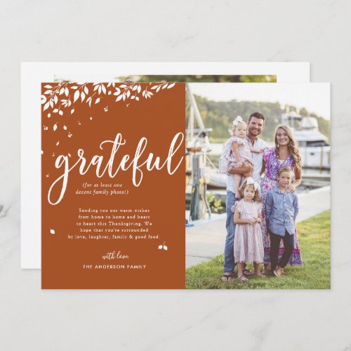 Grateful  Family Photo Collage Thanksgiving Card