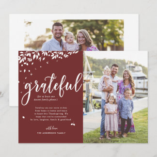 Grateful | Family Photo Collage Thanksgiving Card