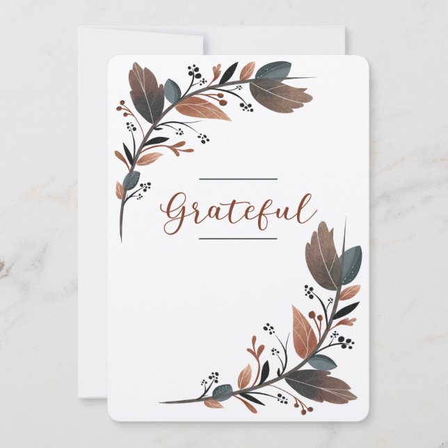 Grateful Floral Border Holiday Card (Front)