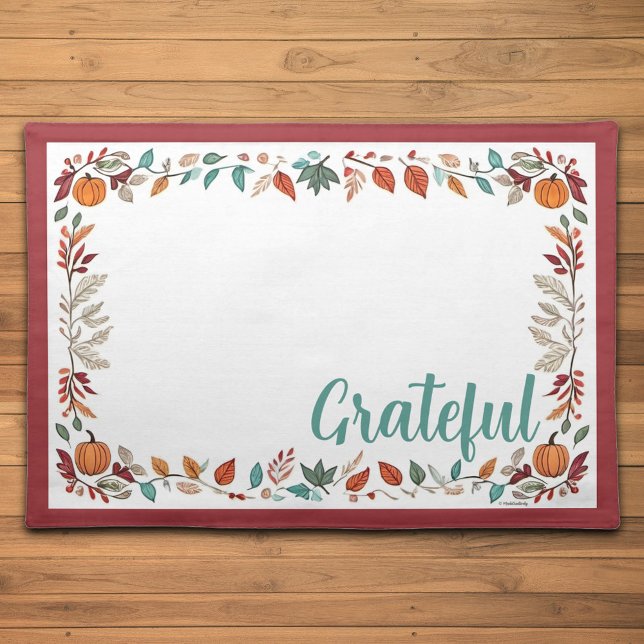 Grateful Floral Thanksgiving Placemat - Burgundy (Creator Uploaded)