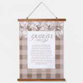Grateful for Family Message Fall Foliage Plaid Hanging Tapestry (Front)