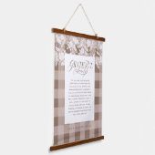 Grateful for Family Message Fall Foliage Plaid Hanging Tapestry (Angled)