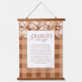 Grateful for Family Message Fall Foliage Plaid Hanging Tapestry (Front)