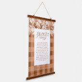 Grateful for Family Message Fall Foliage Plaid Hanging Tapestry (Angled)