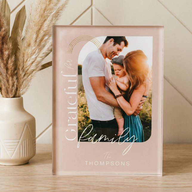 Grateful for Family Modern Keepsake Photo Block (Grateful for Family Modern Keepsake Photo Block)
