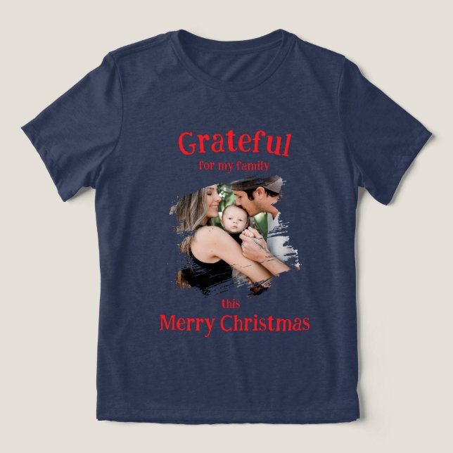 Grateful for My Family Christmas  Tri-Blend Shirt (Design Front)