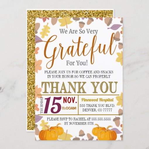 Grateful For You Fall Appreciation Invitation | Zazzle