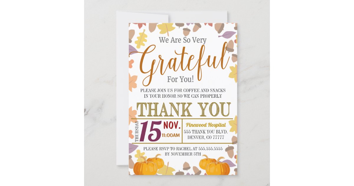 Grateful For You Fall Appreciation Invitation | Zazzle