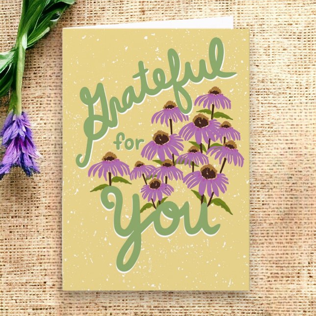 Grateful for You Hand Lettered Thank You Card (This is an original drawing with hand lettering by international licensing artist © Cathy Thompson. )