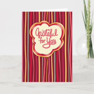Grateful for You Retro Stripes Thank You Card
