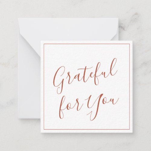 Grateful for You Script Terracotta Personalized Note Card