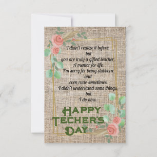 Grateful for your teacher Flat Greeting Card