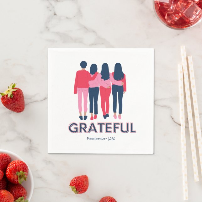 Grateful Friendsgiving Girly Thanksgiving Napkins (Insitu)