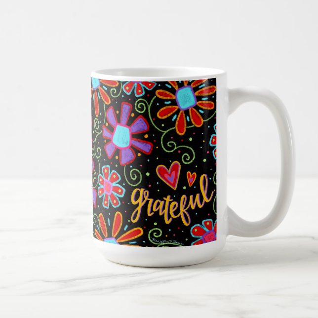 Grateful Fun Floral Whimsical Cute Friend Coffee Mug (Right)