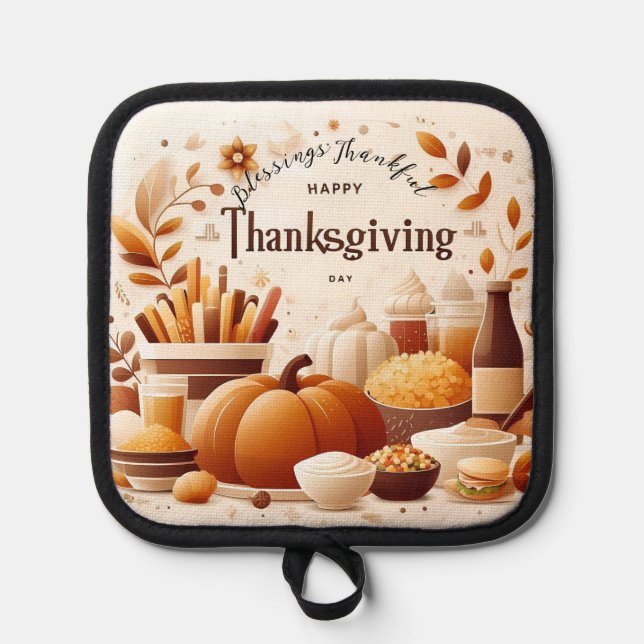Grateful Gatherings: Festive Thanksgiving Pot Holder (Front)