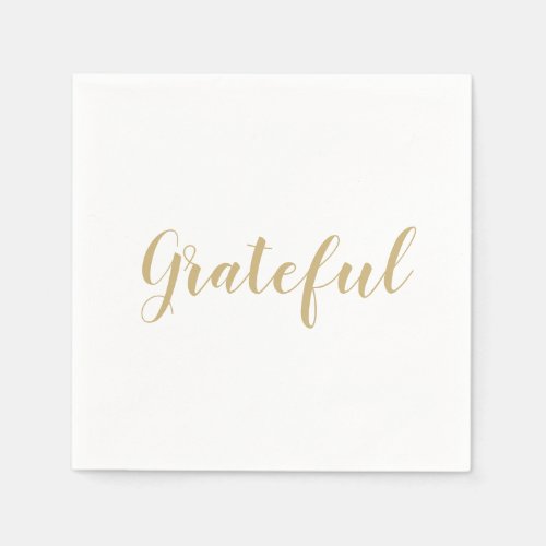 Grateful gold script cute thanksgiving paper  napkins