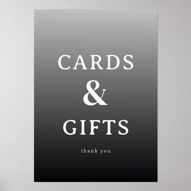 Grateful Gray Minimalist Thank You Card Holder (Front)