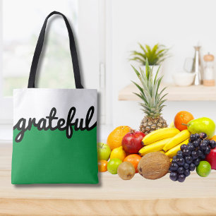 Grateful Green Black White Color Block Tote Bag