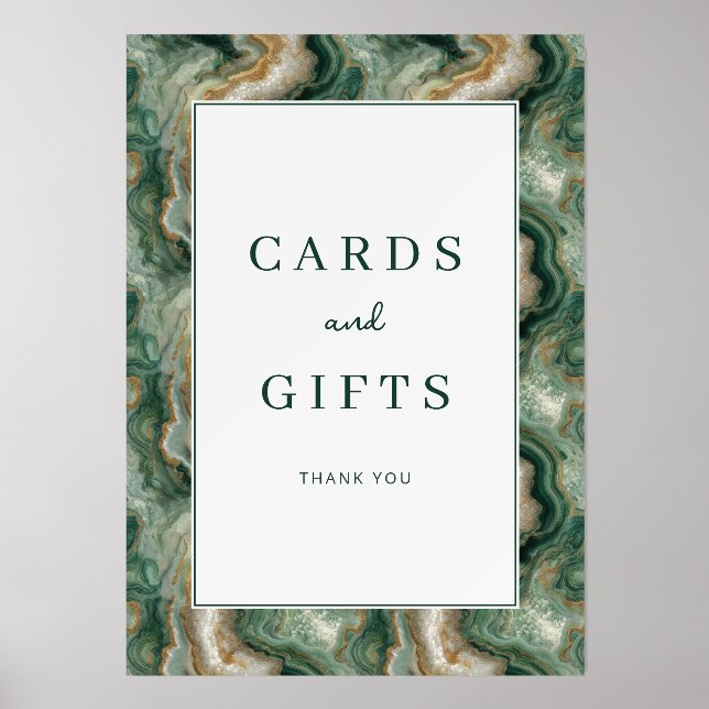 Grateful Green Marbled Thank You Card Holder (Front)