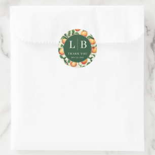 Grateful Green Peach Illustration Classic Round Sticker