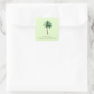 Grateful Green Tropical Palm Tree Square Sticker
