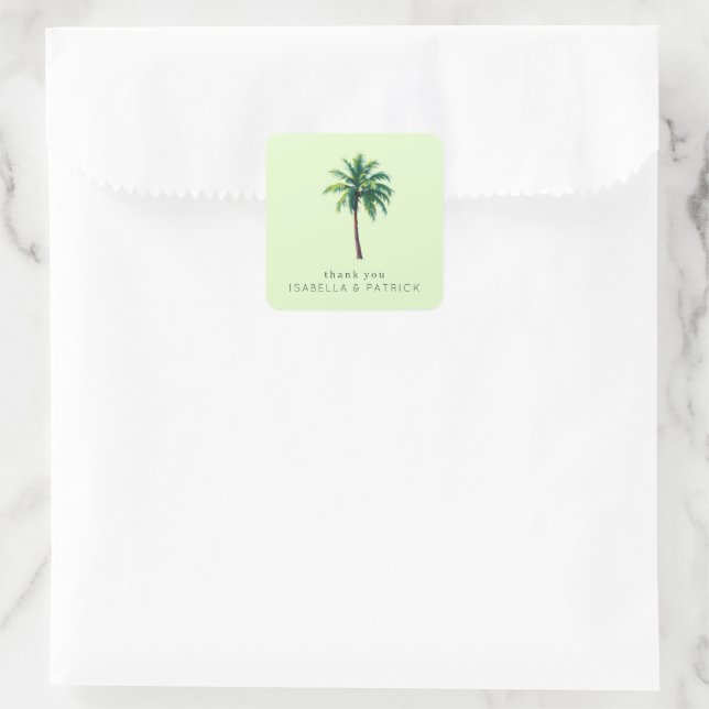Grateful Green Tropical Palm Tree Square Sticker (Bag)