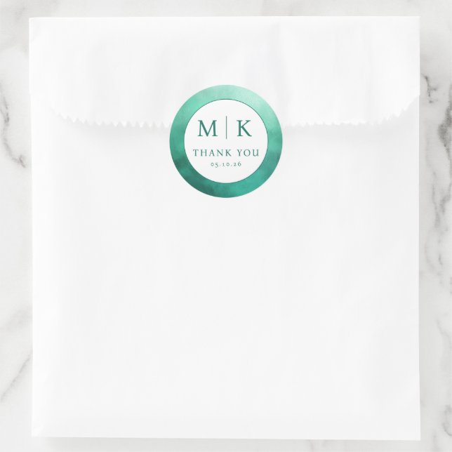 Grateful Green Watercolor Thank You Sticker (Bag)