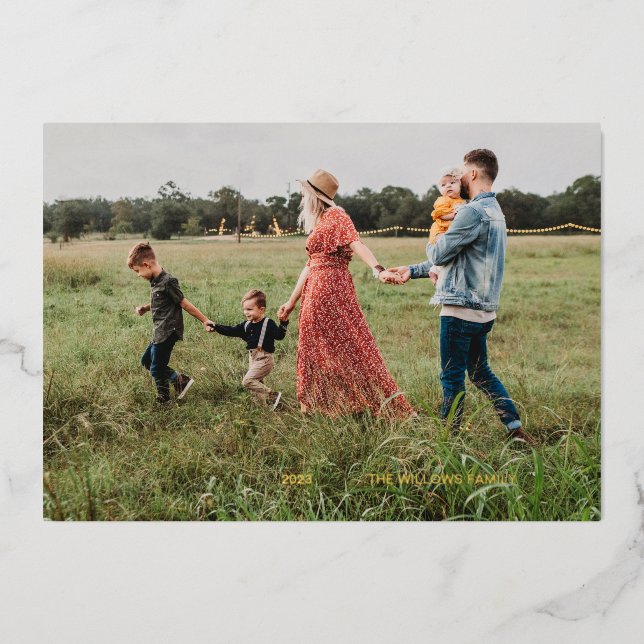 Grateful Hand-Lettered Foil Holiday Photo Card (Front)