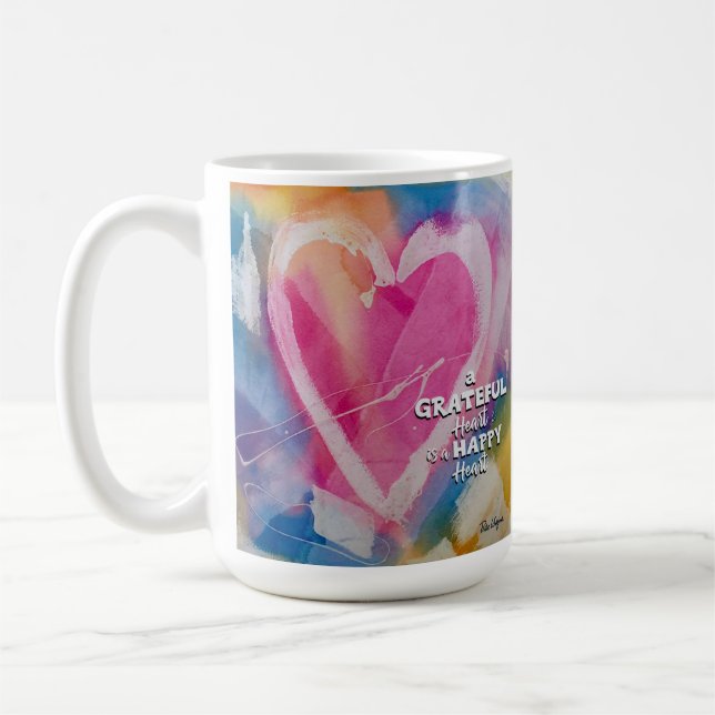 Grateful Happy Heart Mug art by Pedie Wolfond (Left)