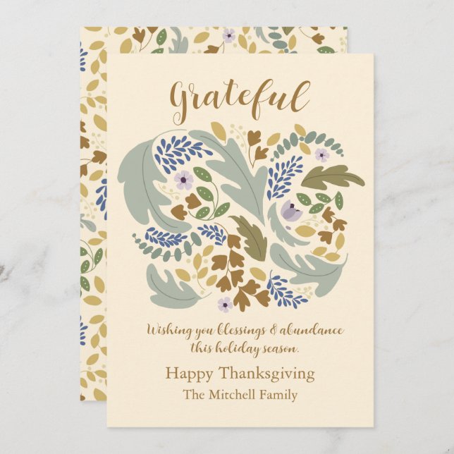Grateful Happy Thanksgiving Announcement (Front/Back)