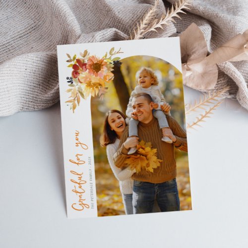 Grateful happy thanksgiving photo greeting card